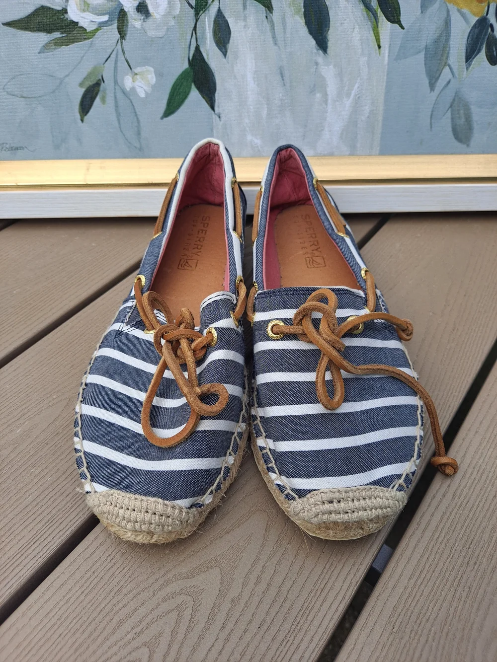 Sperry Topsider Breton Navy White Breton Stripe Espadrille Canvas Jute Boat Shoe